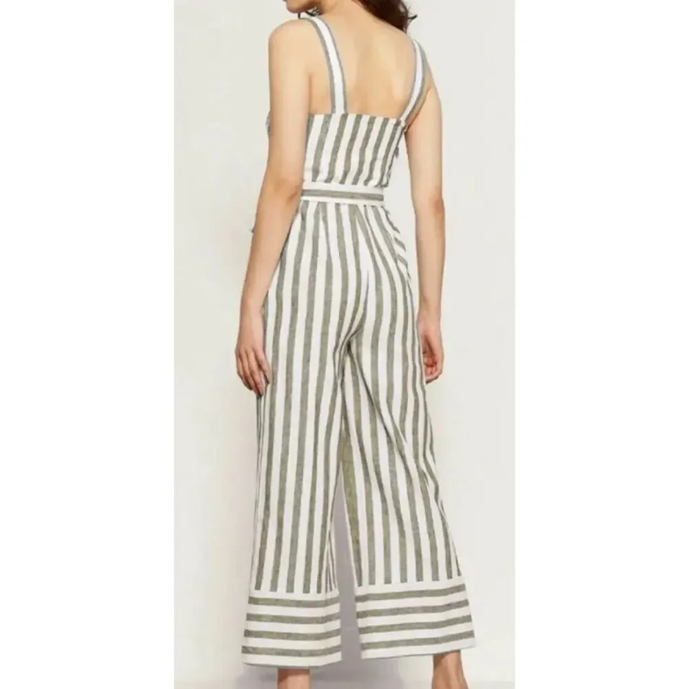 Romeo & Juliet Couture Striped Linen Jumpsuit M